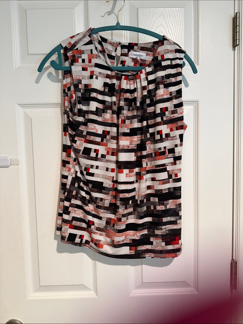 Calvin Klein Black, White & Red Geometric Sleeveless Camisole